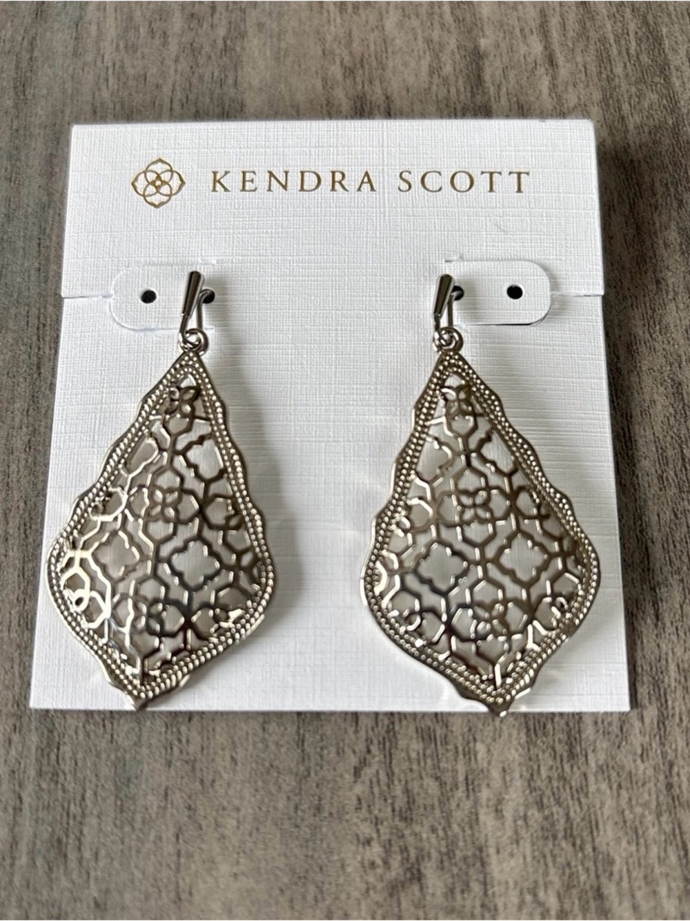 Kendra Scott Silver Filigree Teardrop Earrings